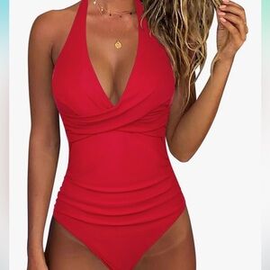 SUUKSESS Women's Red One Piece Swimsuit